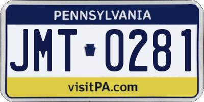 PA license plate JMT0281
