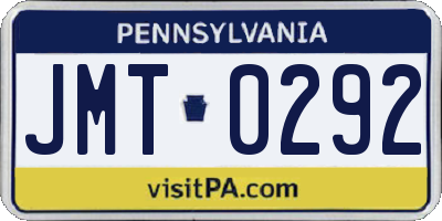 PA license plate JMT0292