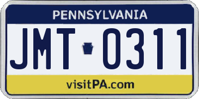 PA license plate JMT0311