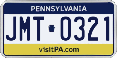 PA license plate JMT0321