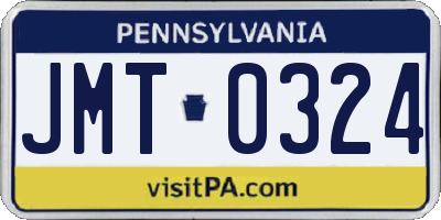 PA license plate JMT0324
