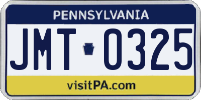PA license plate JMT0325