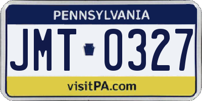 PA license plate JMT0327