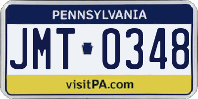 PA license plate JMT0348