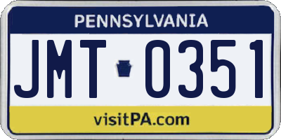 PA license plate JMT0351