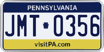 PA license plate JMT0356