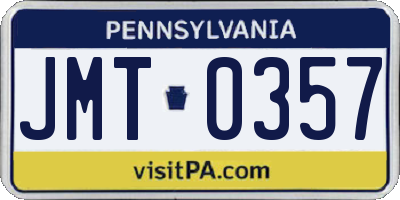 PA license plate JMT0357