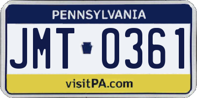 PA license plate JMT0361
