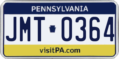 PA license plate JMT0364