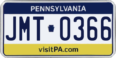 PA license plate JMT0366