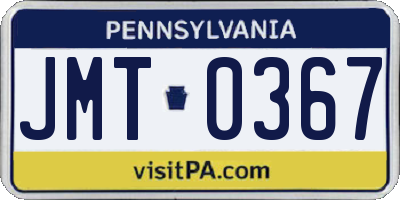 PA license plate JMT0367