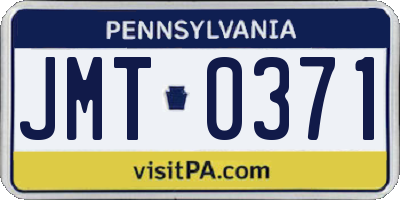 PA license plate JMT0371