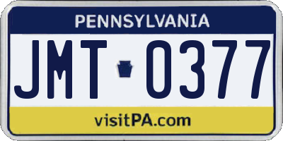 PA license plate JMT0377