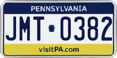 PA license plate JMT0382