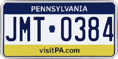 PA license plate JMT0384
