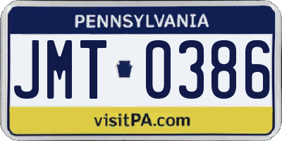 PA license plate JMT0386