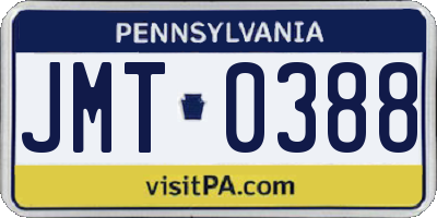 PA license plate JMT0388