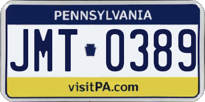 PA license plate JMT0389