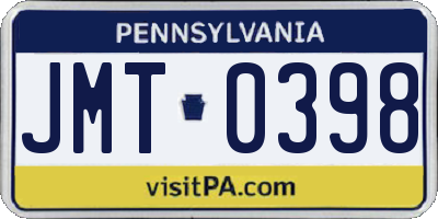 PA license plate JMT0398
