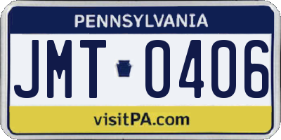 PA license plate JMT0406