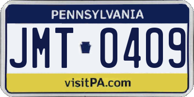 PA license plate JMT0409