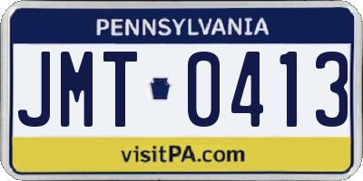 PA license plate JMT0413