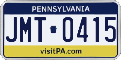 PA license plate JMT0415
