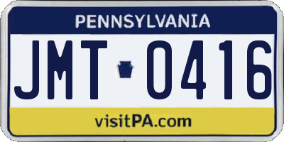 PA license plate JMT0416