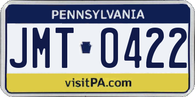 PA license plate JMT0422