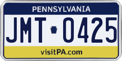 PA license plate JMT0425