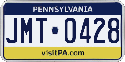 PA license plate JMT0428