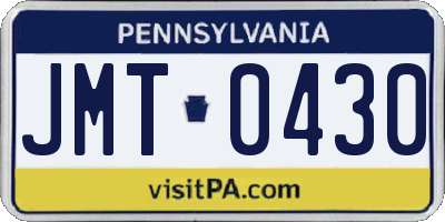 PA license plate JMT0430