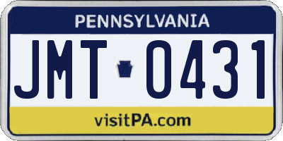 PA license plate JMT0431