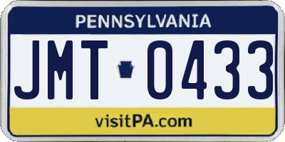 PA license plate JMT0433