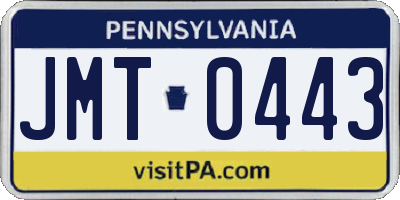 PA license plate JMT0443