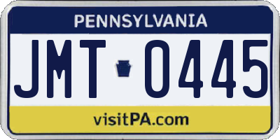 PA license plate JMT0445