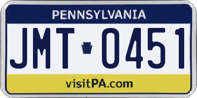 PA license plate JMT0451
