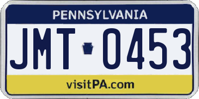PA license plate JMT0453