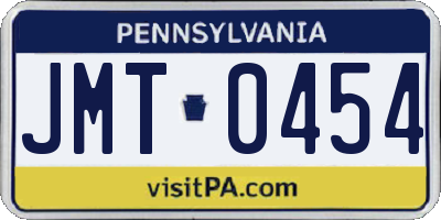 PA license plate JMT0454