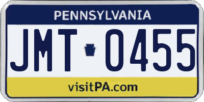 PA license plate JMT0455