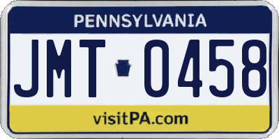 PA license plate JMT0458