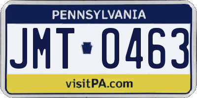 PA license plate JMT0463