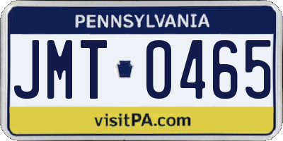 PA license plate JMT0465