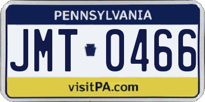 PA license plate JMT0466