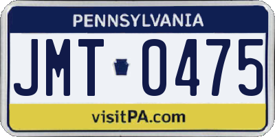 PA license plate JMT0475