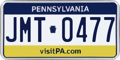 PA license plate JMT0477