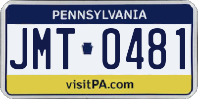 PA license plate JMT0481