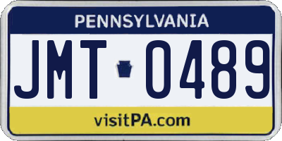 PA license plate JMT0489