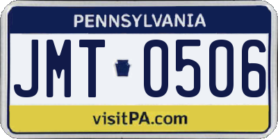 PA license plate JMT0506