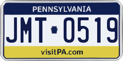 PA license plate JMT0519